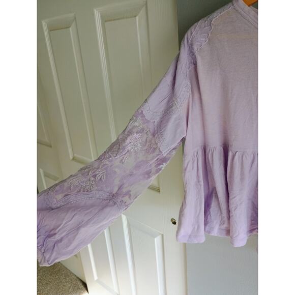 Free People Lilac Penny Balloon Long Sleeve Lace Blouse size XS - Picture 7 of 16